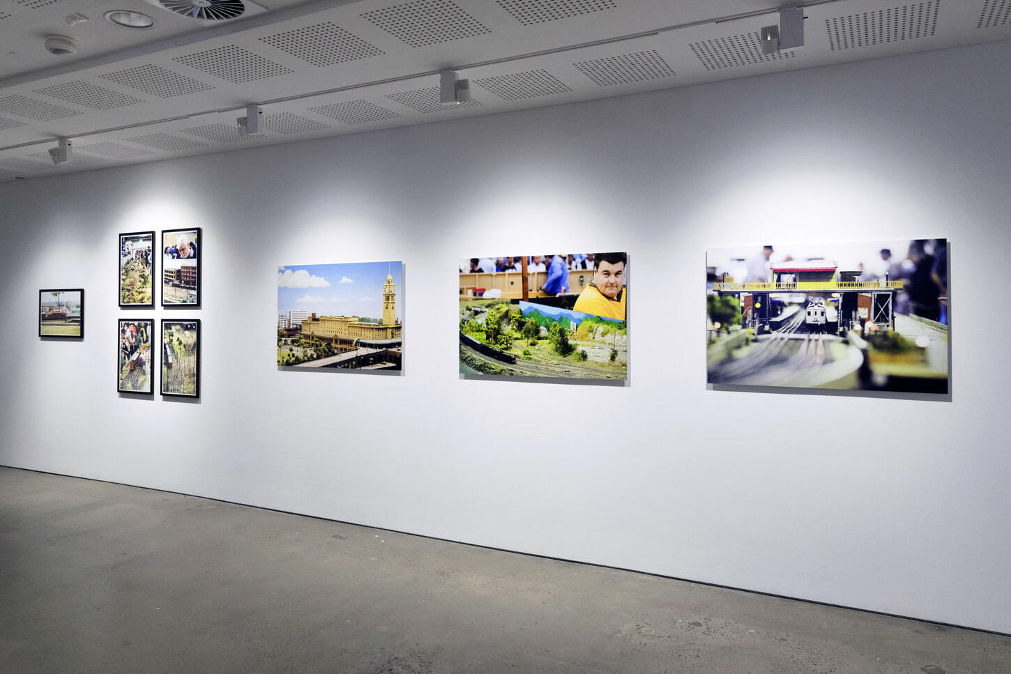Installation view of artworks mounted onto the gallery wall