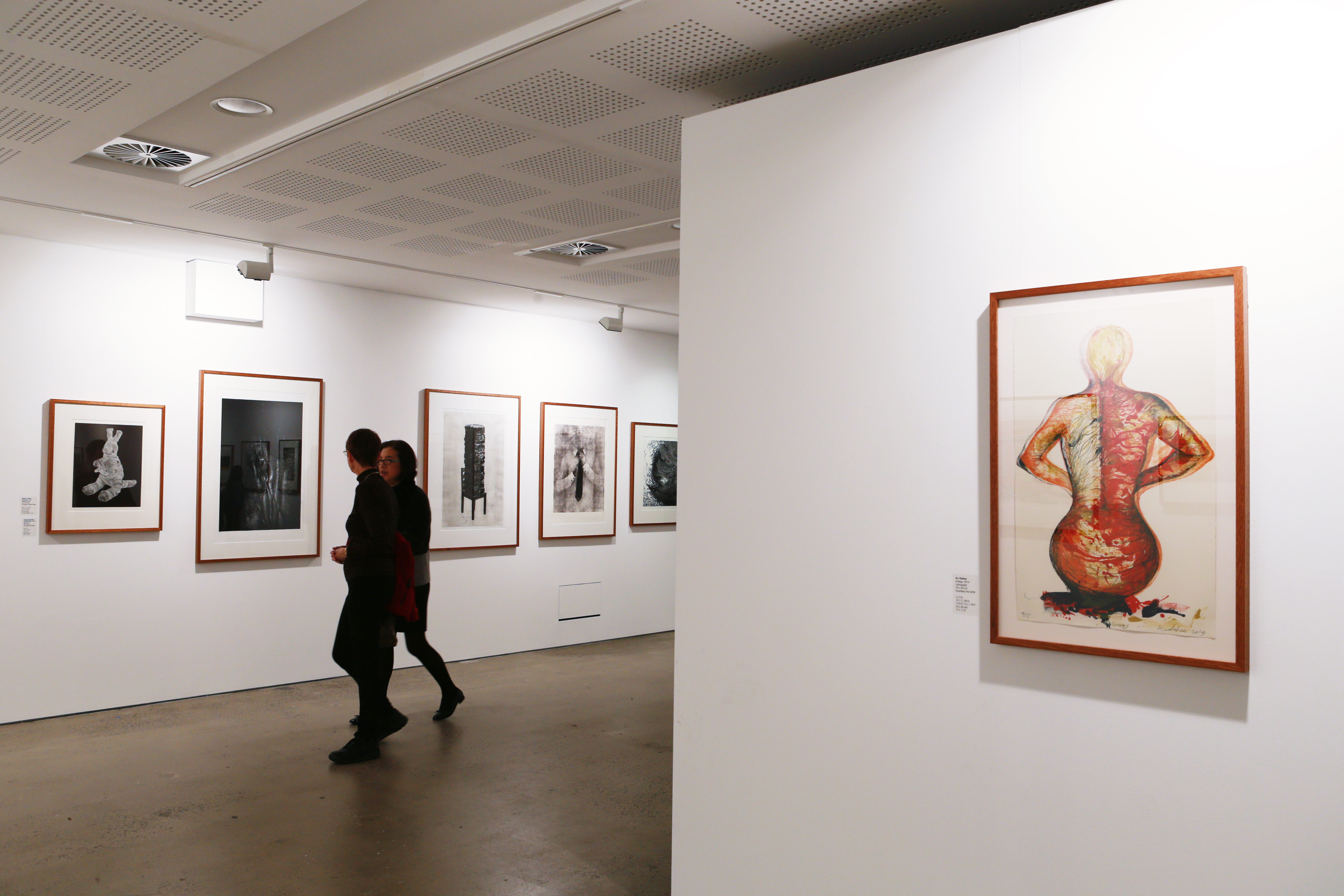 Installation view, 'Seoul – Sydney: Contemporary Korean and Australian Prints', UNSW Galleries, 2014. Photograph: Britta Campion.