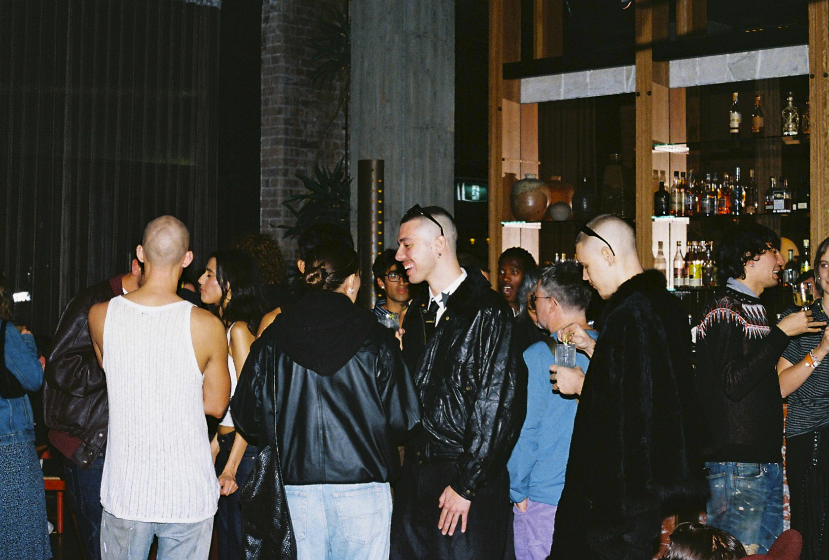 crowd in front of bar