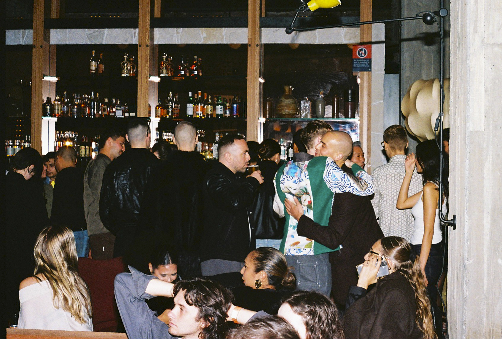 crowd in front of bar