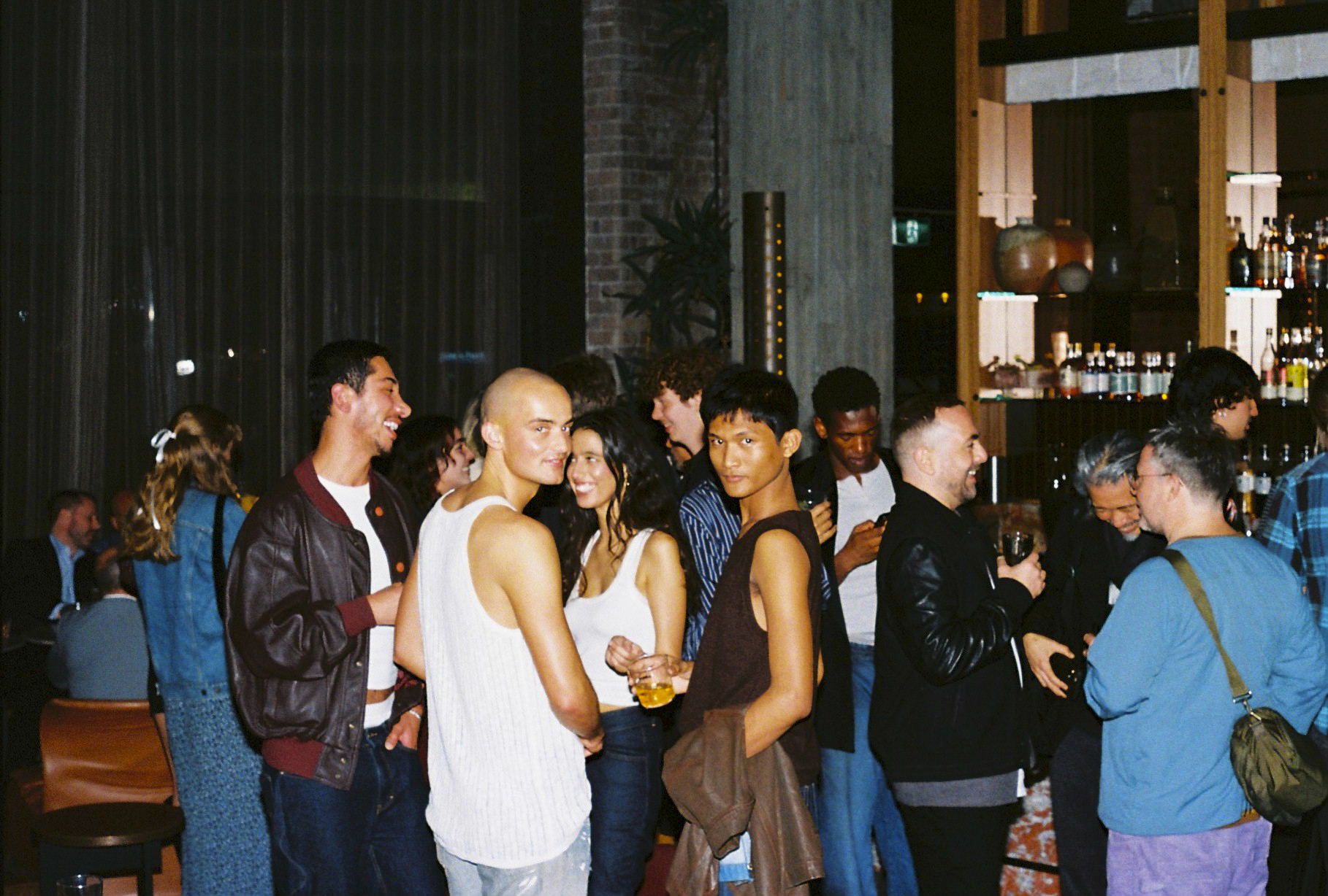 crowd in front of bar