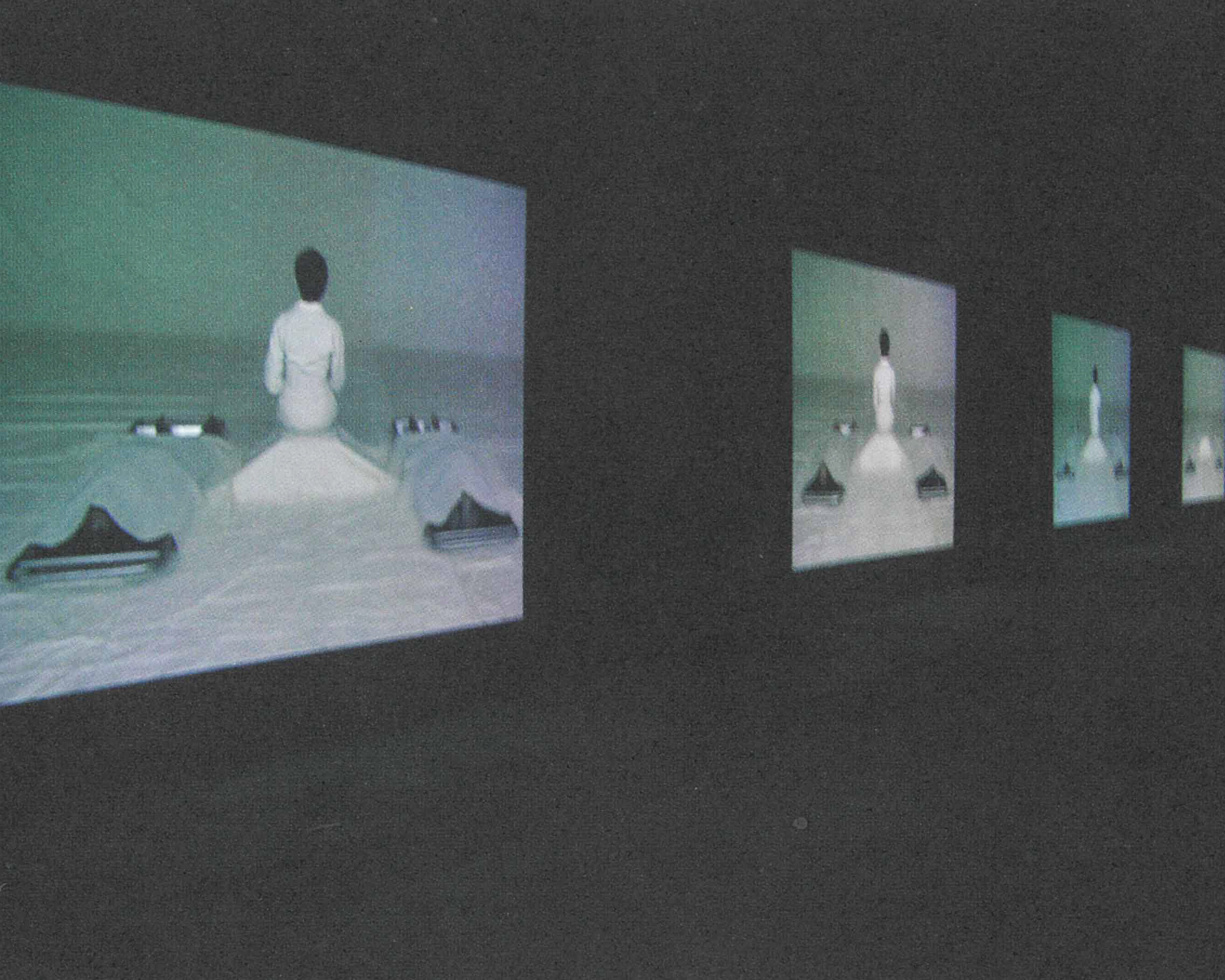 Install view of multiple video works