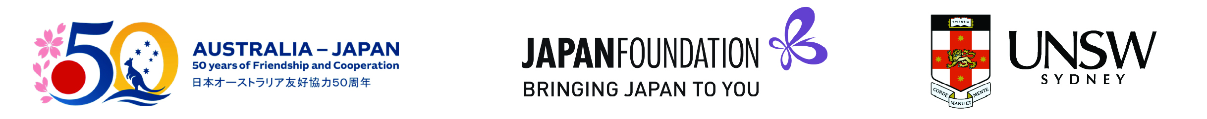 Logos for 50 years of Japan Foundation and UNSW