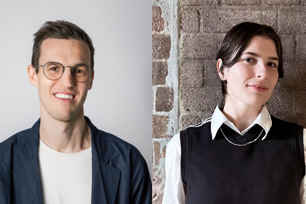 Portraits of artist Mason Kimber and curator Sarah Rose