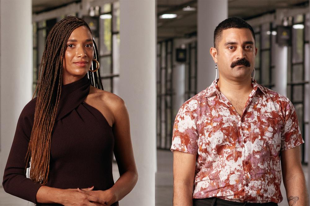 Portraits of curators Amanda Carneiro and Léuli Eshrāghi